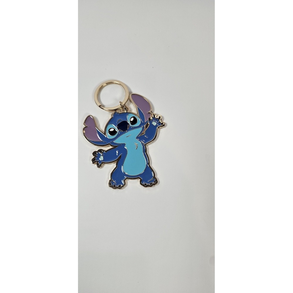 Disney Stitch Enamel Keychain Charm Gold Tone‎ Lilo & Stitch Approx 2.5"